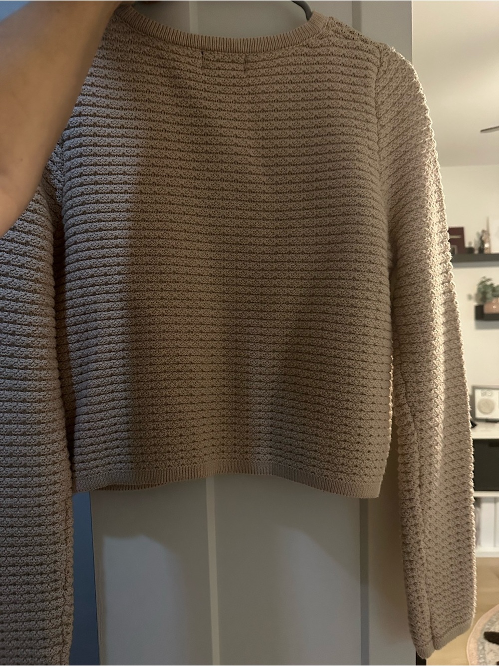 Vici Cream Textured Knit Cardigan with Gold Buttons - Picture 10 of 10